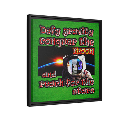 defy conquer reach - framed canvas art (green turf)