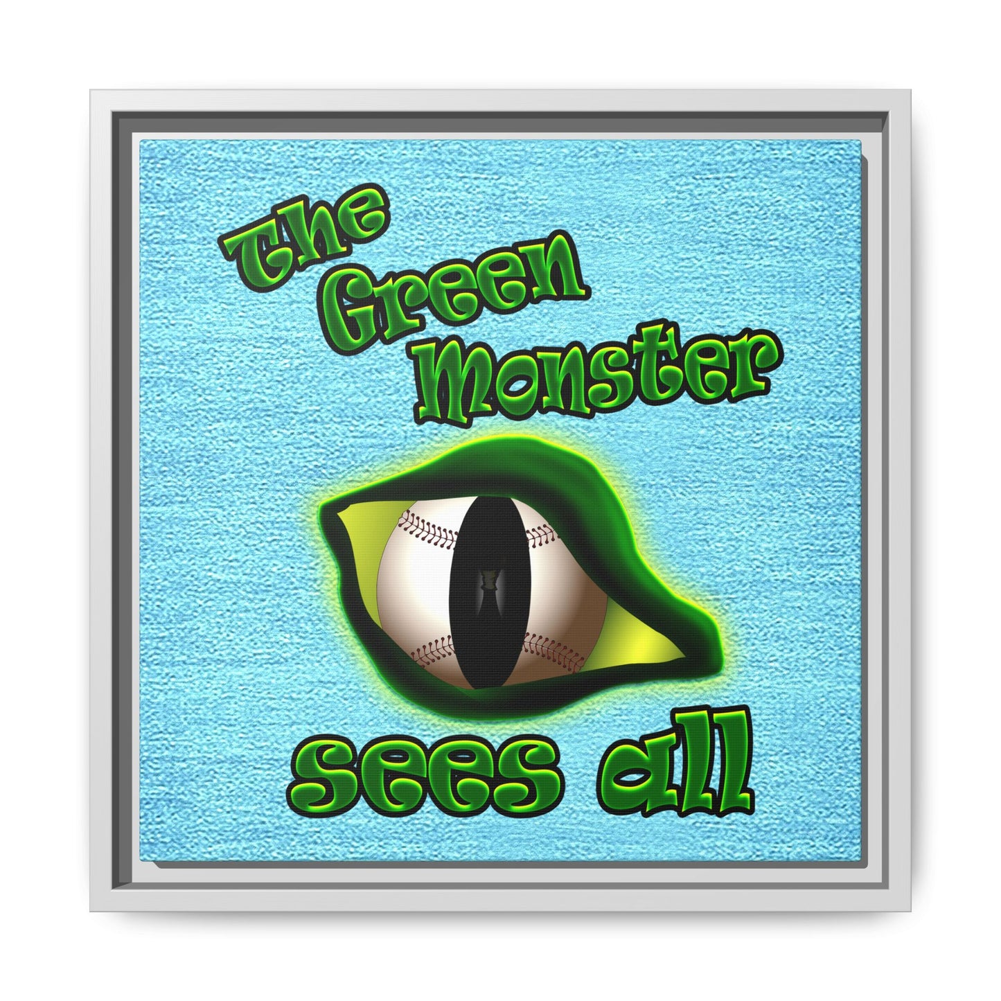 green monster - framed canvas art (faded blue)