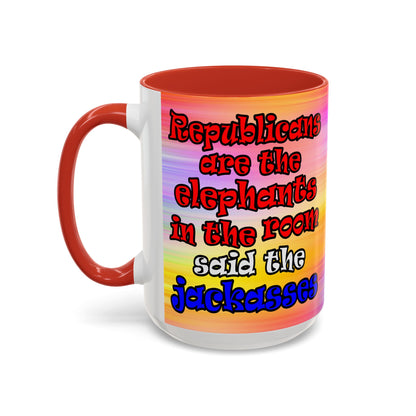 donkeys and elephants - Accent Mug (color blur)