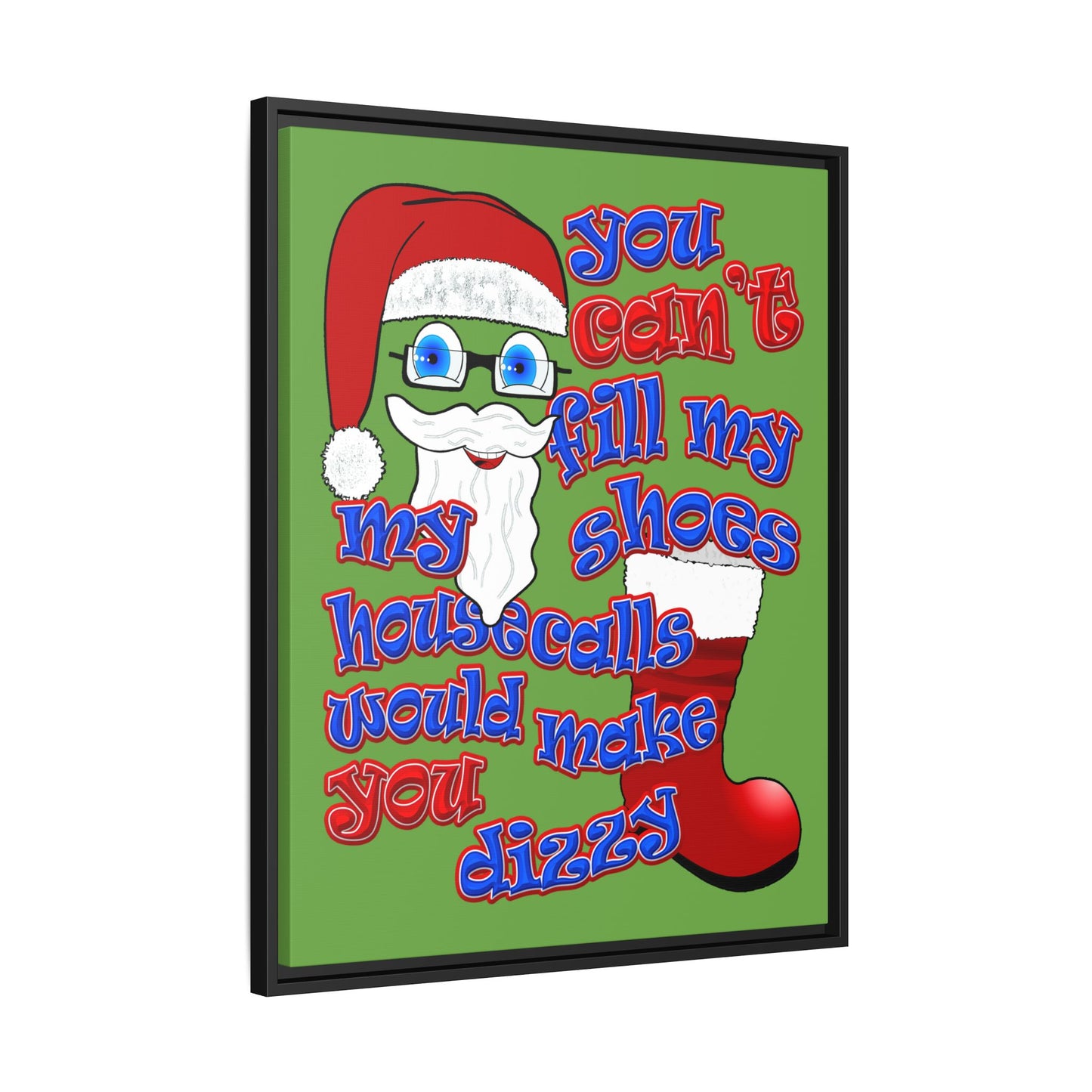 santa's shoes - framed canvas art (green)