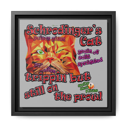 schrodinger's cat - framed canvas art (light grey)