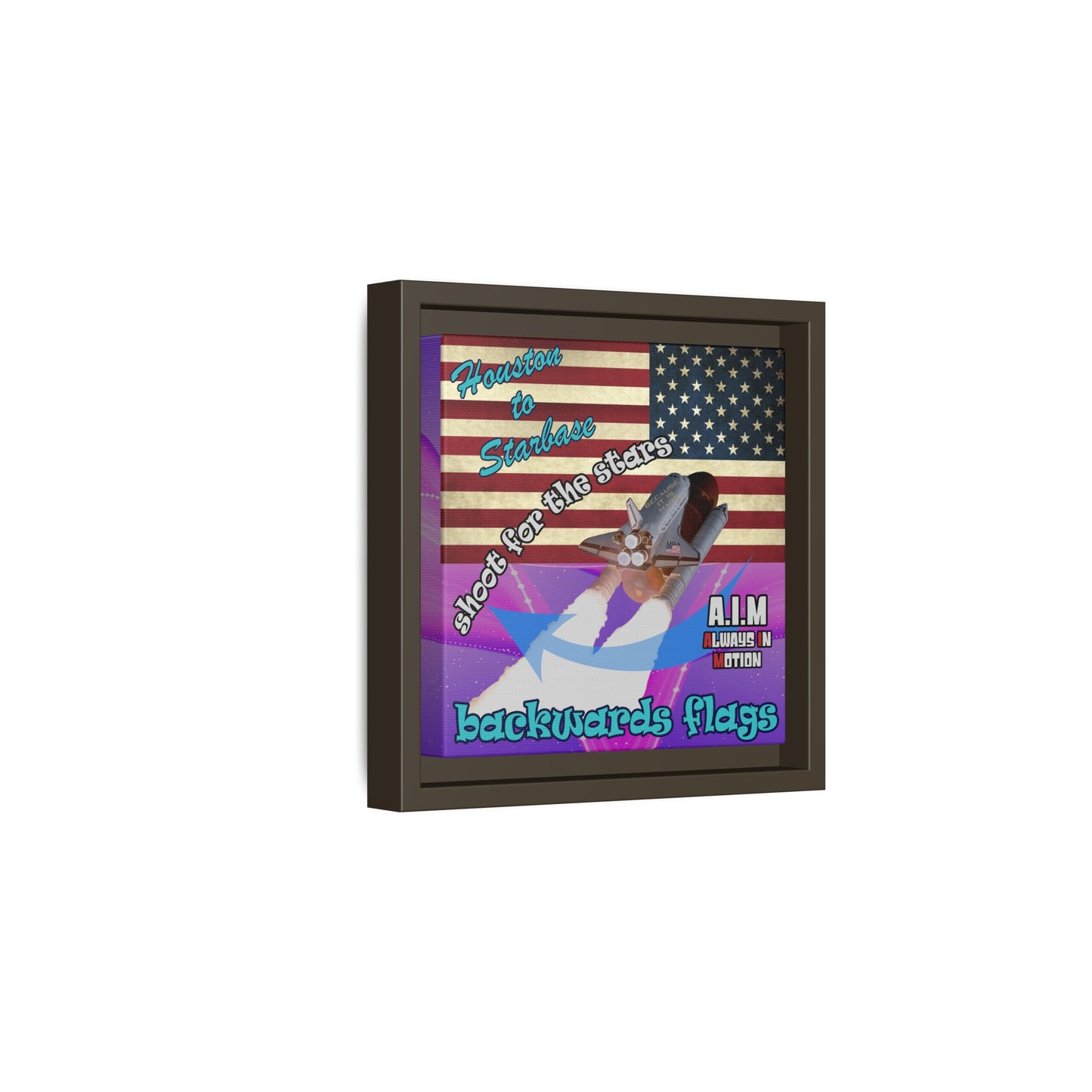 shoot for the stars - framed canvas art (purple-pink wave)