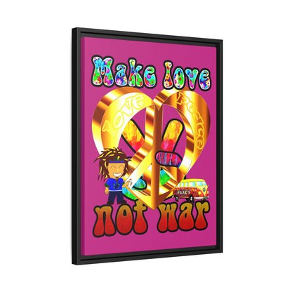 love peace - framed canvas art (pink)