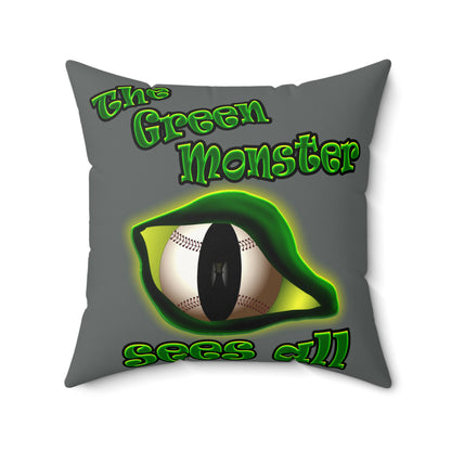 green monster - Faux Suede Square Pillow - (dark grey)