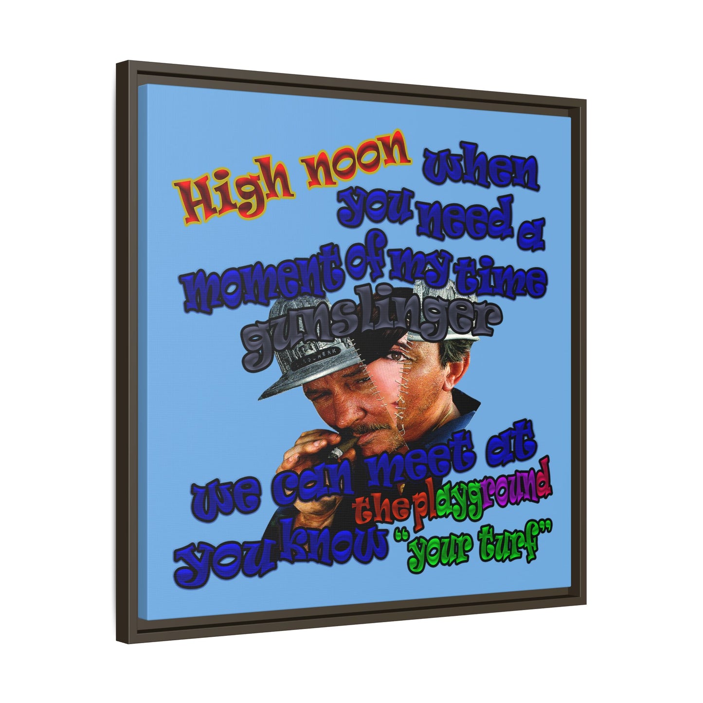 high noon - framed canvas art (light blue)