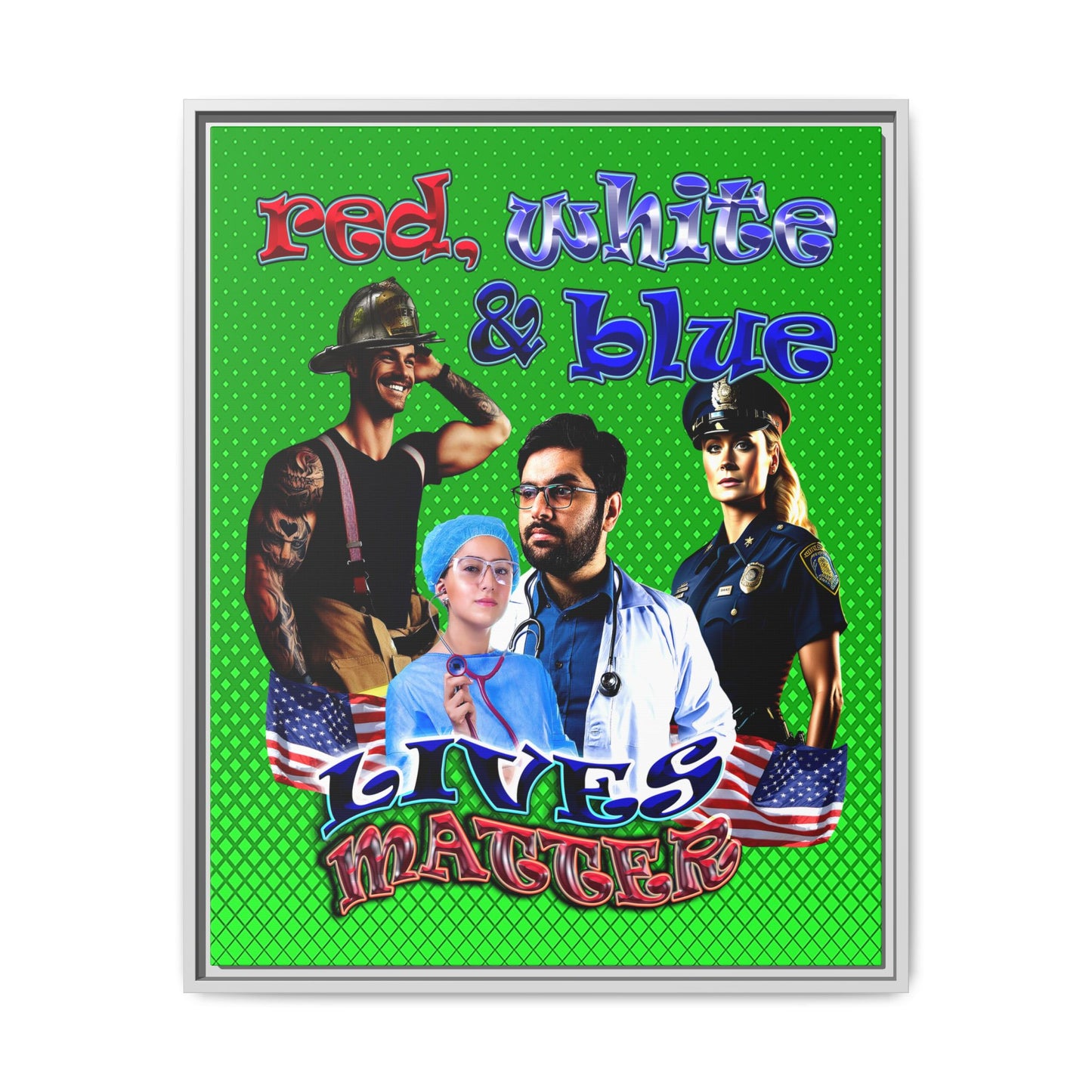 rw&b lives matter - framed canvas art (logo green)
