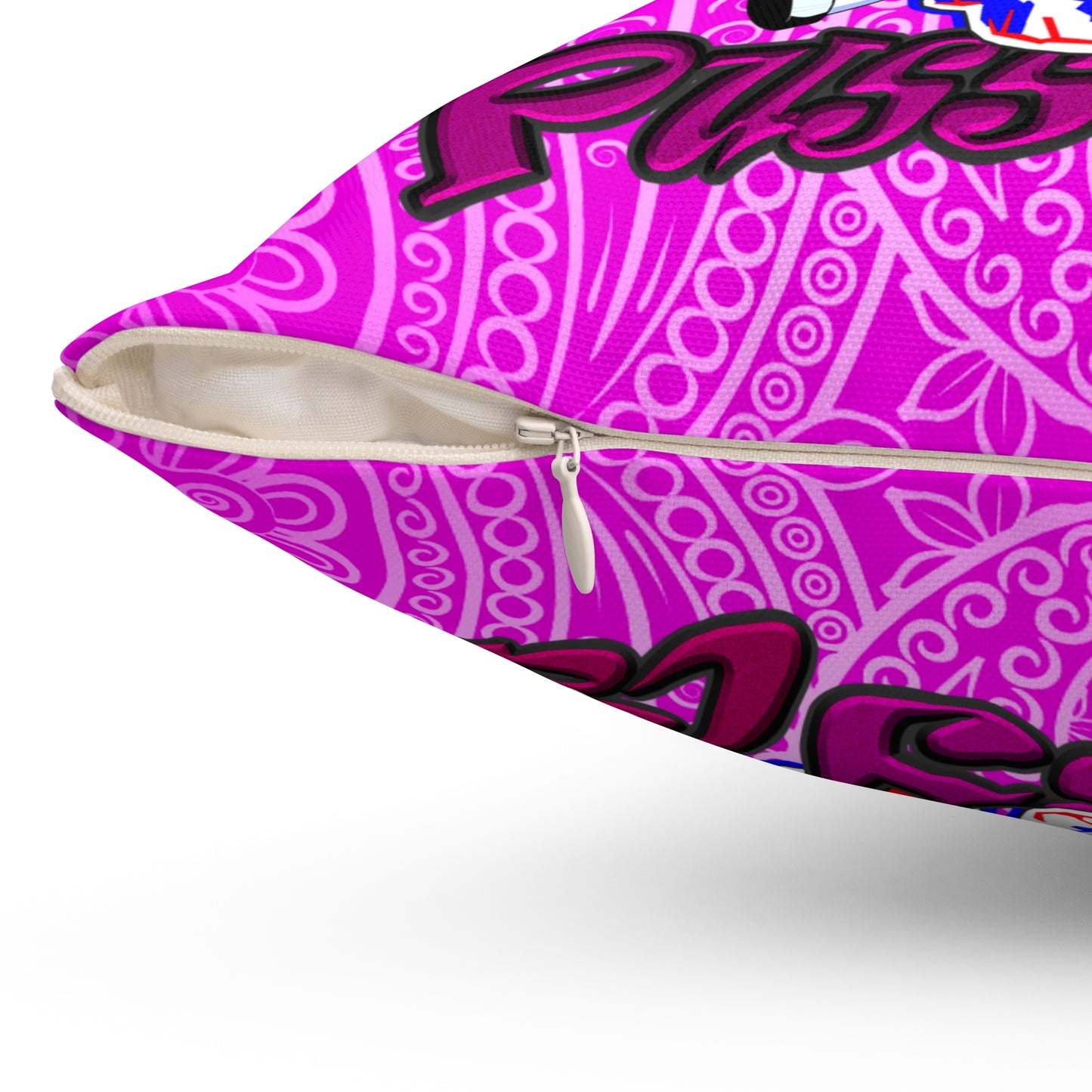 tag that - Spun Polyester Square Pillow - (pink swirl)