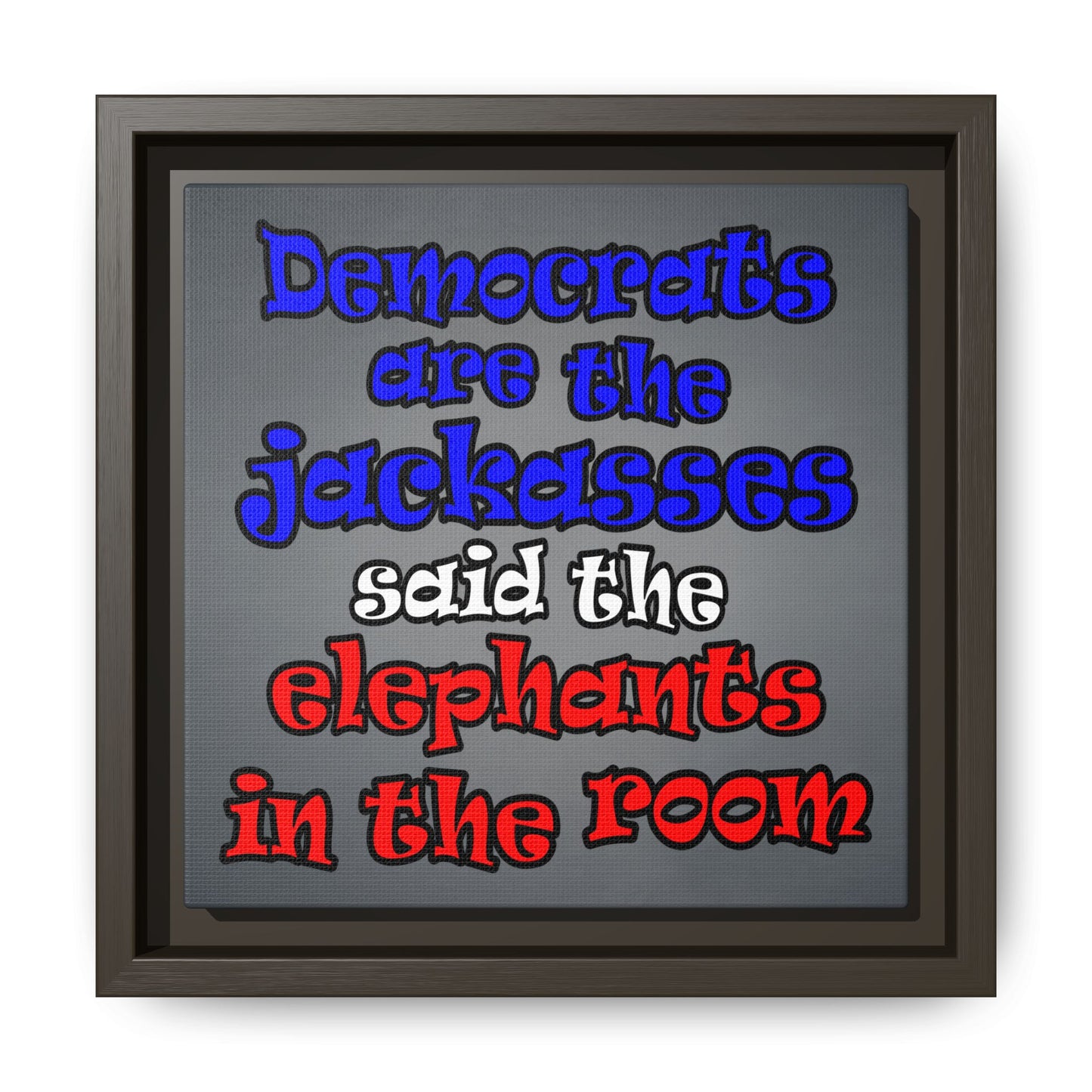 donkeys and elephants - framed canvas art (grey-light grey)