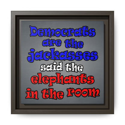 donkeys and elephants - framed canvas art (grey-light grey)