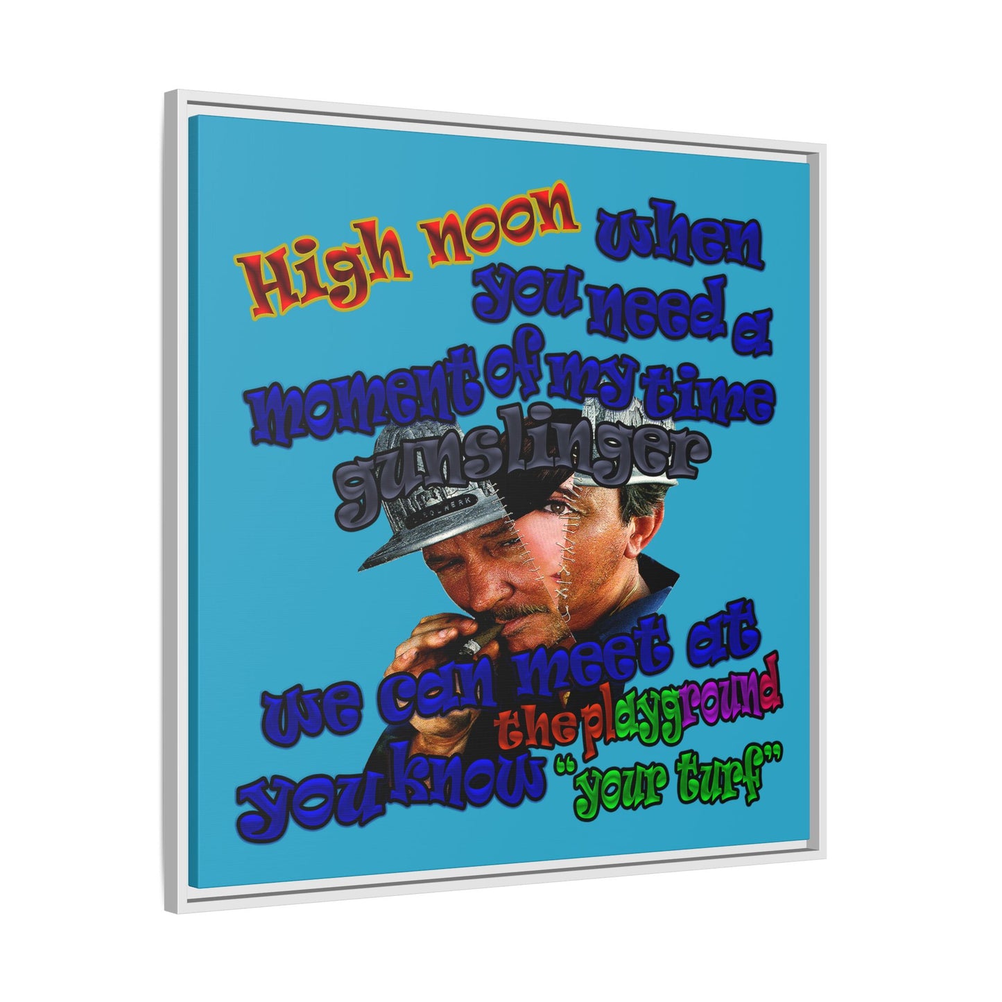 high noon - framed canvas art (turquoise)