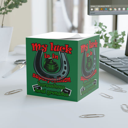my luck - note cube (dark green)