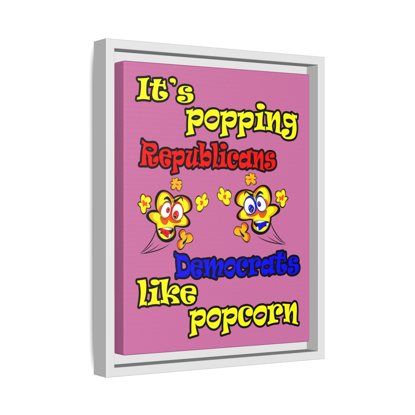 popping like popcorn - framed canvas art (light pink)