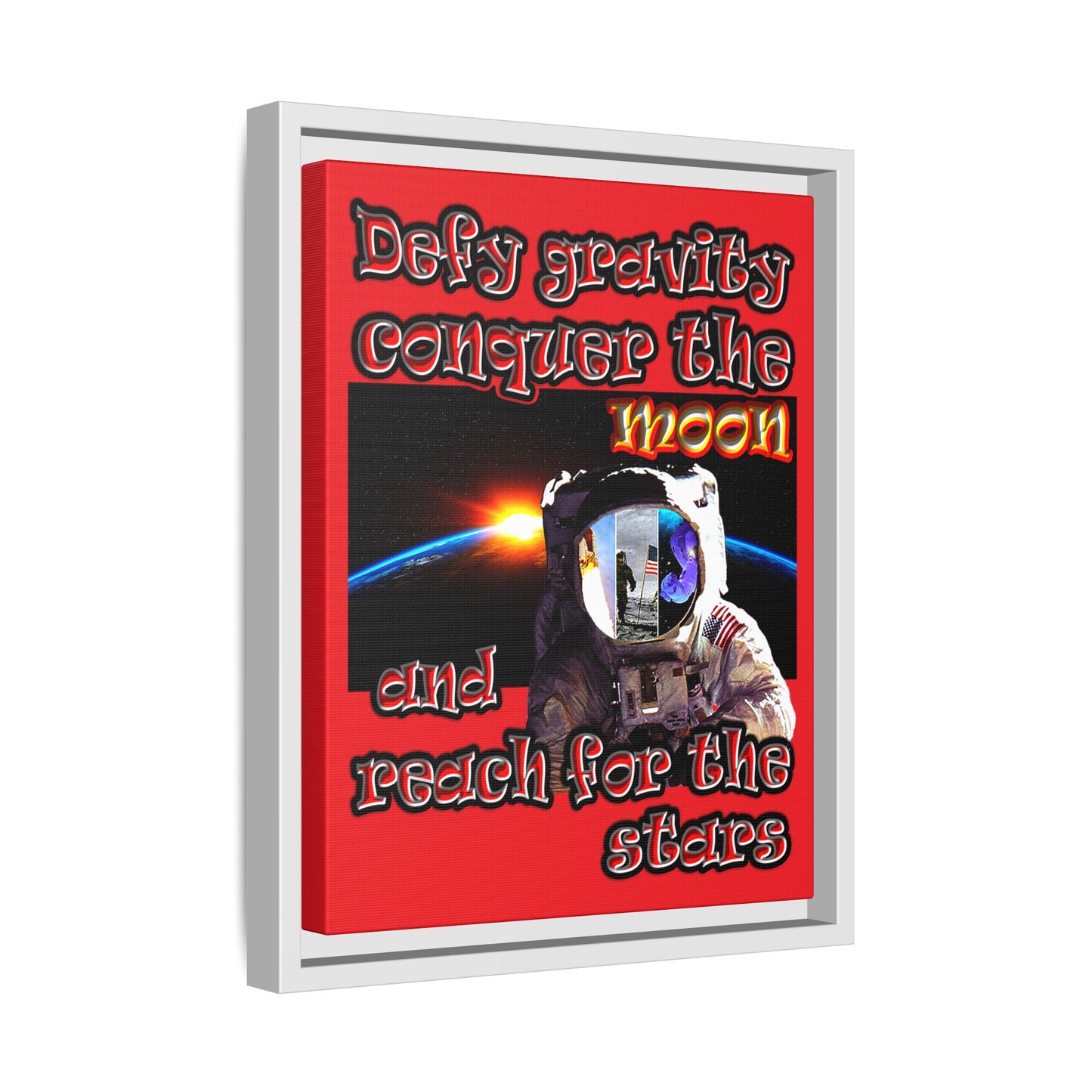 defy conquer reach - framed canvas art (red)