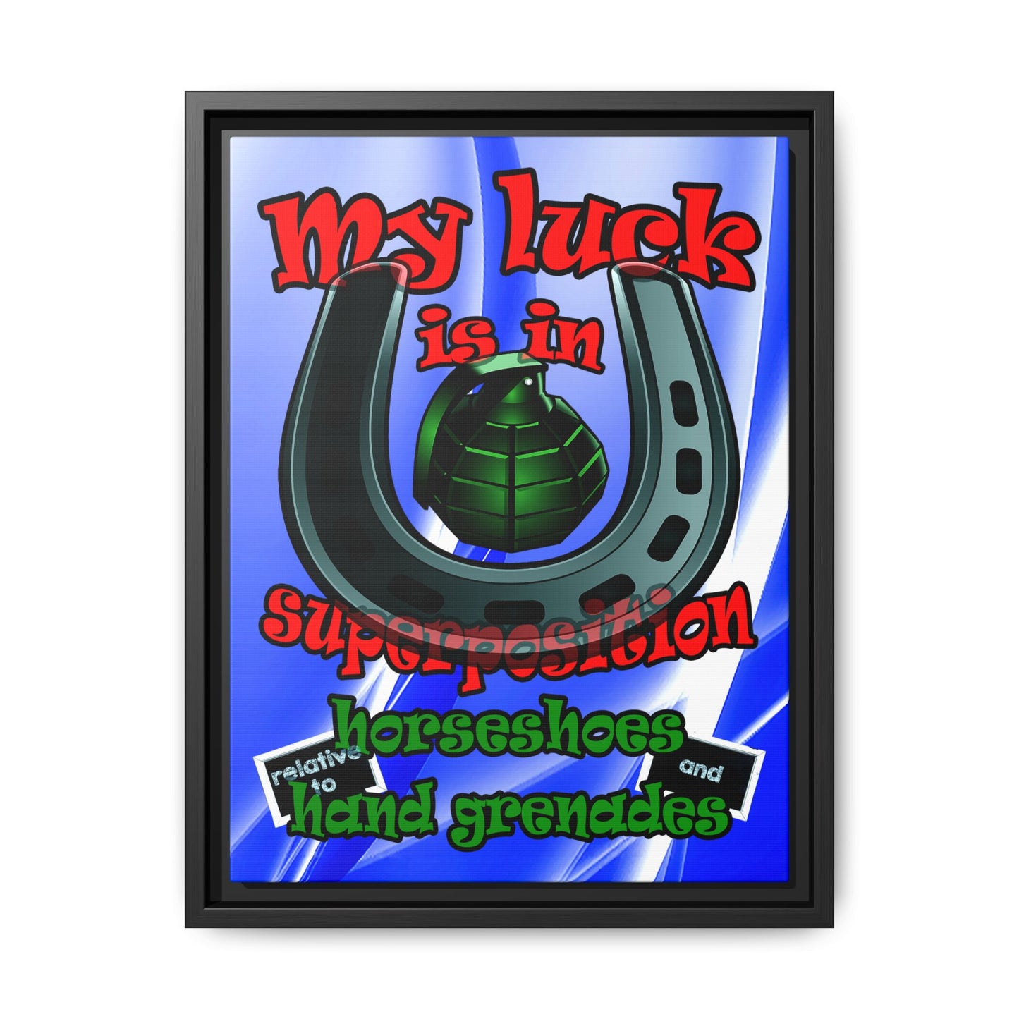 my luck - framed canvas art (blue-white wave)