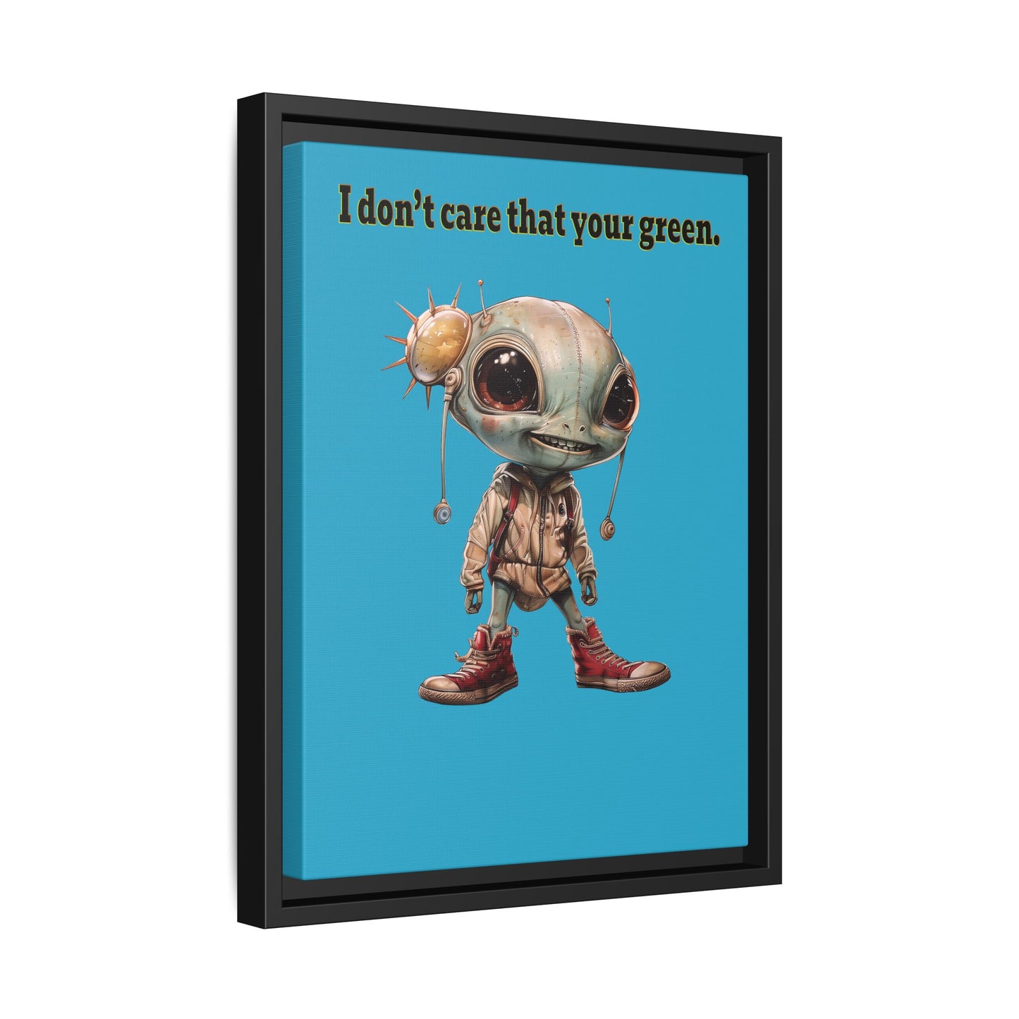 I don't care that your green - framed canvas art (turquoise)