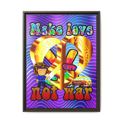love peace - framed canvas art (purple wave)