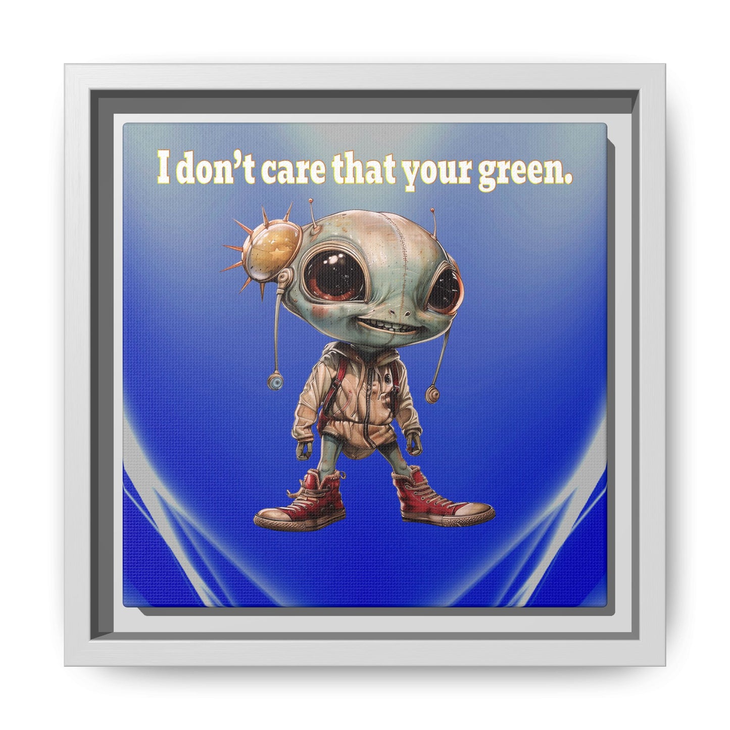 I don't care that your green - framed canvas art (blue-white wave)
