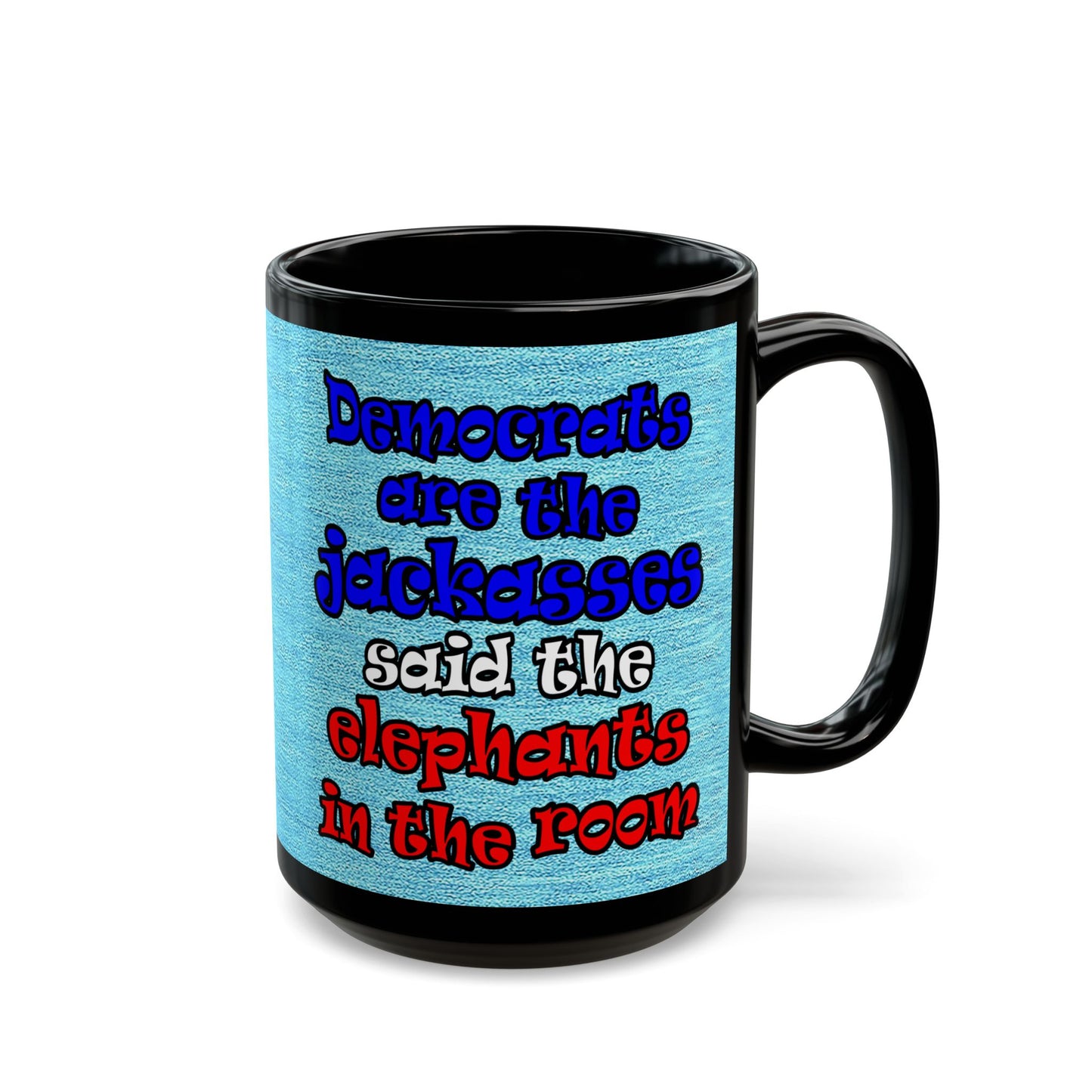 donkeys and elephants - Black Mug (faded blue)