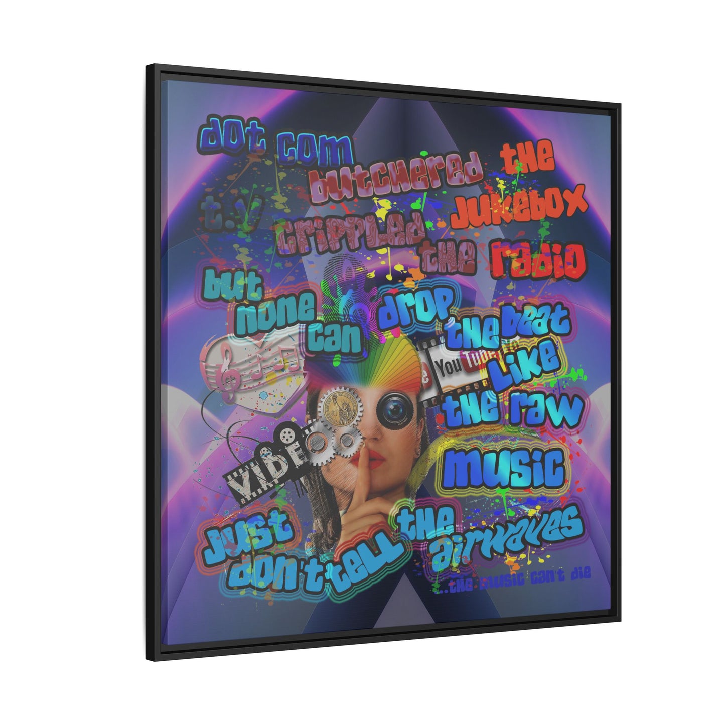 drop the beat - framed canvas art (grey-pink wave)