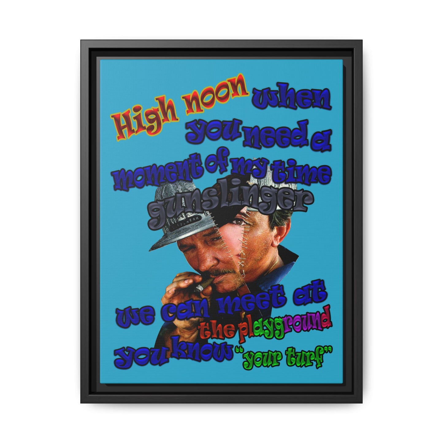high noon - framed canvas art (turquoise)