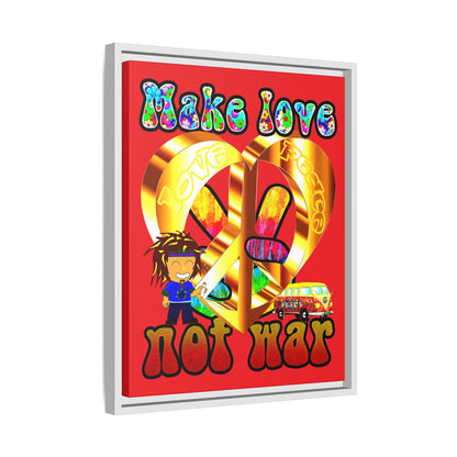 love peace - framed canvas art (red)