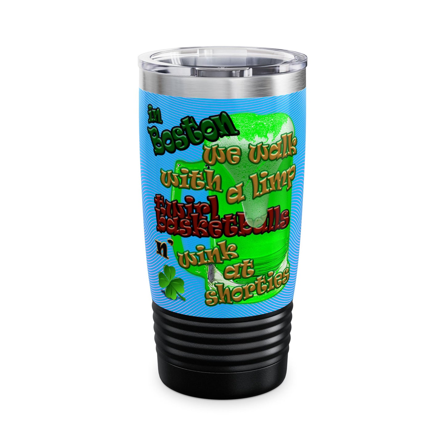 celtics logo - Ringneck Tumbler, 20oz (light blue-purple wave)