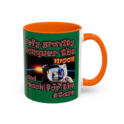 defy conquer reach - Accent Mug (dark green)
