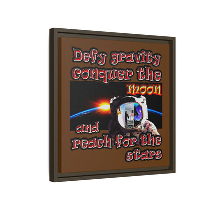 defy conquer reach - framed canvas art (brown)