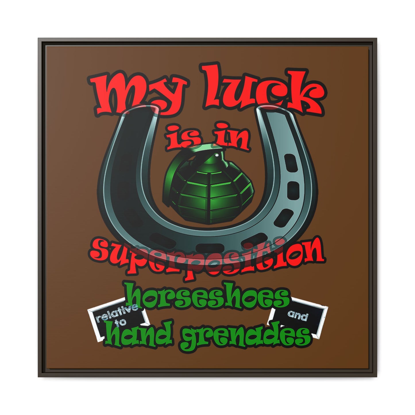 my luck - framed canvas art (brown)