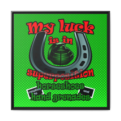 my luck - framed canvas art (logo green)