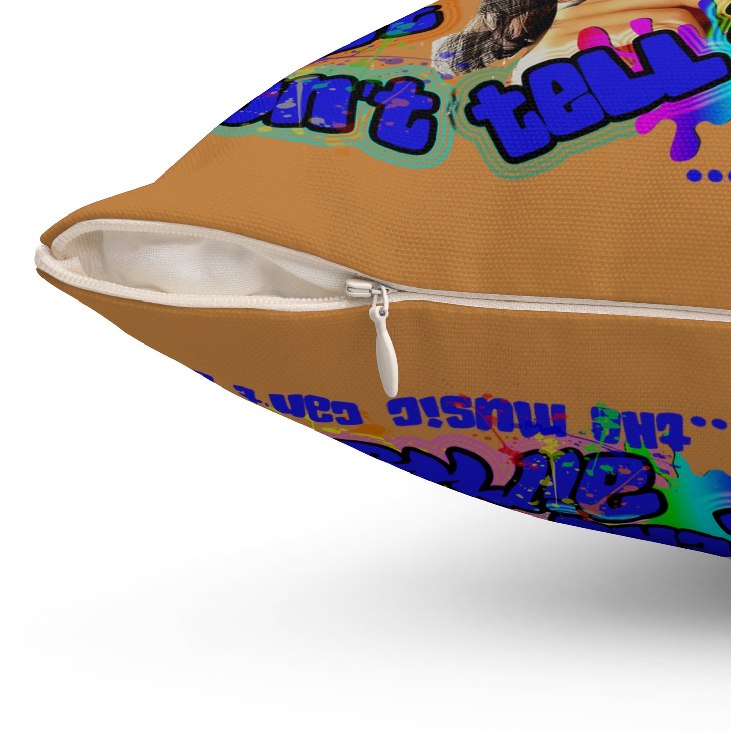 drop the beat - Spun Polyester Square Pillow - (light brown)