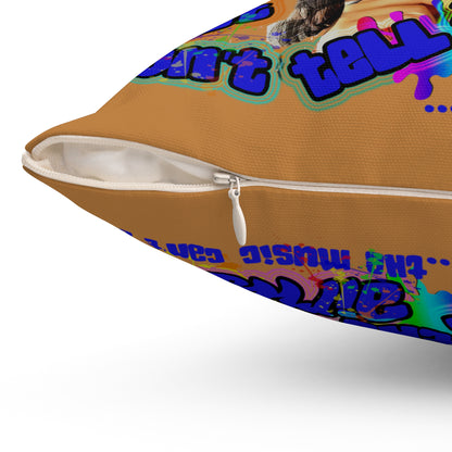 drop the beat - Spun Polyester Square Pillow - (light brown)