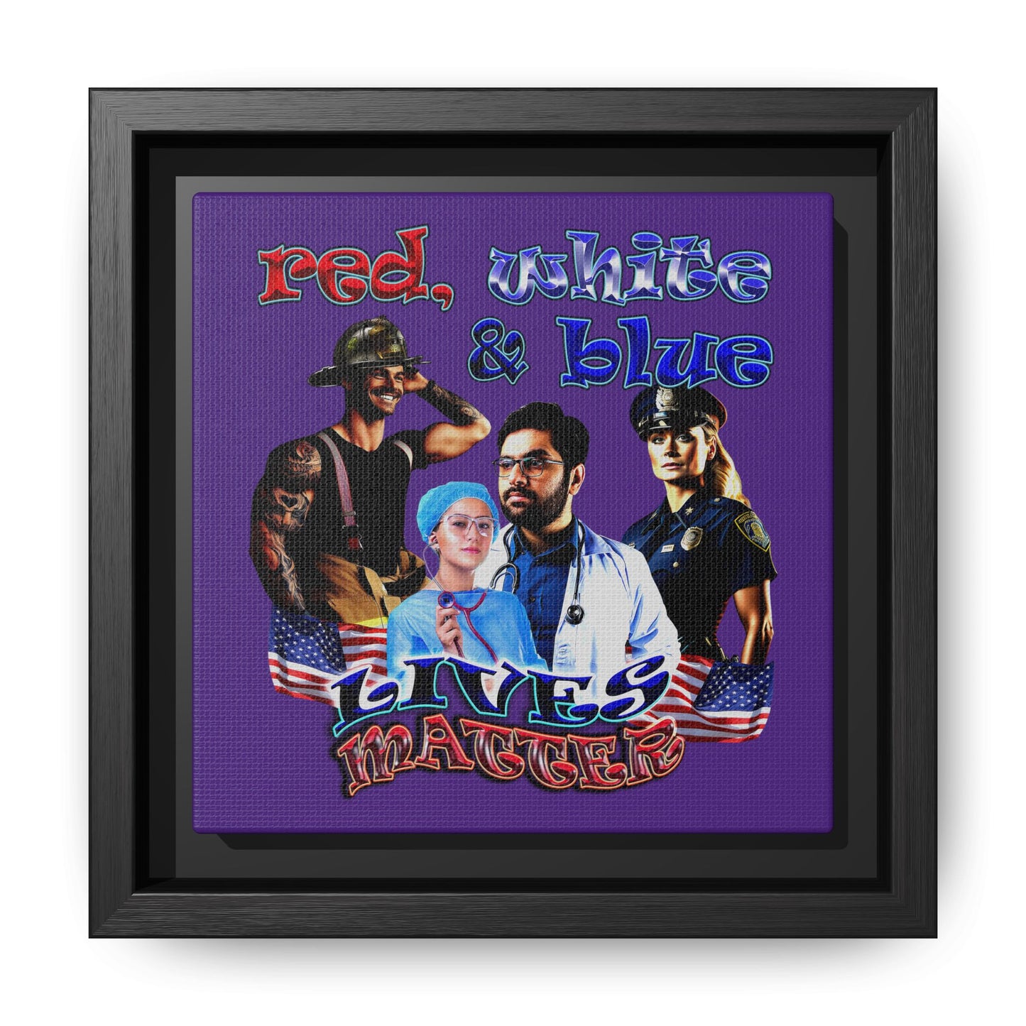 rw&b lives matter - framed canvas art (purple)