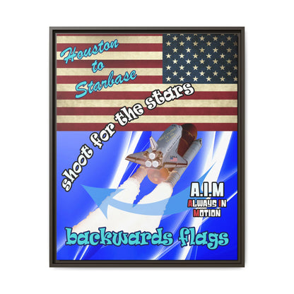 shoot for the stars - framed canvas art (blue-white wave)