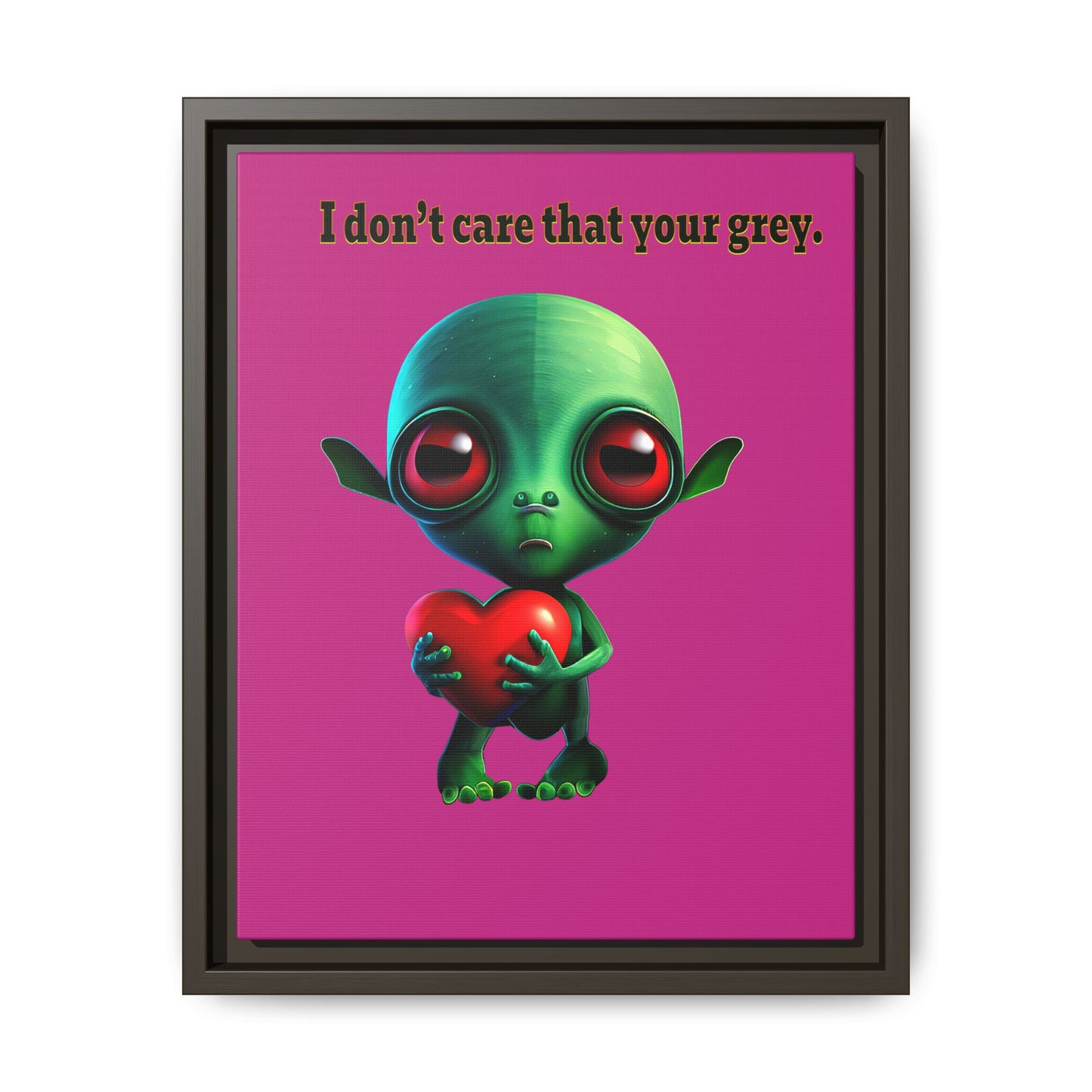 I don't care that your grey - framed canvas art (pink)