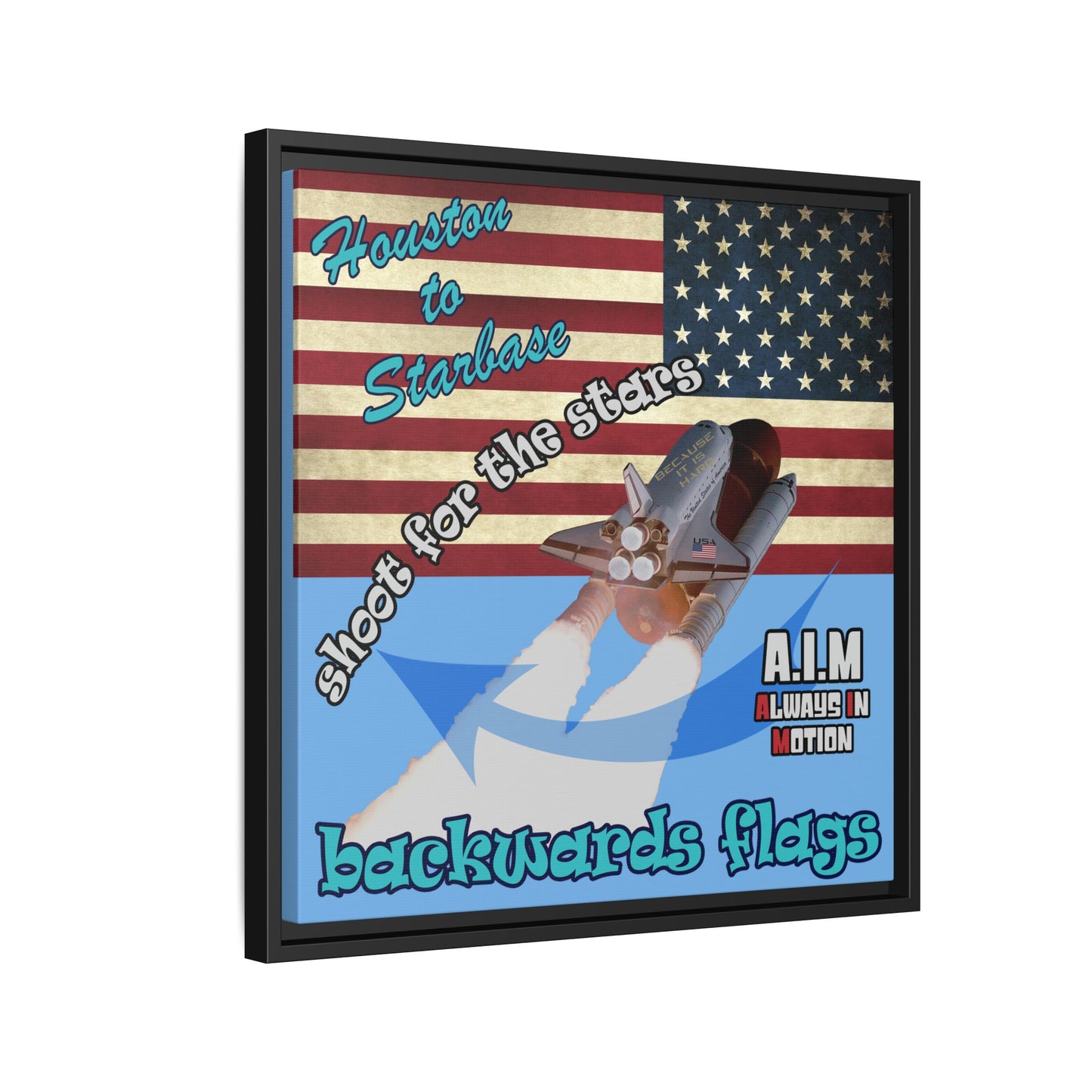 shoot for the stars - framed canvas art (light blue)