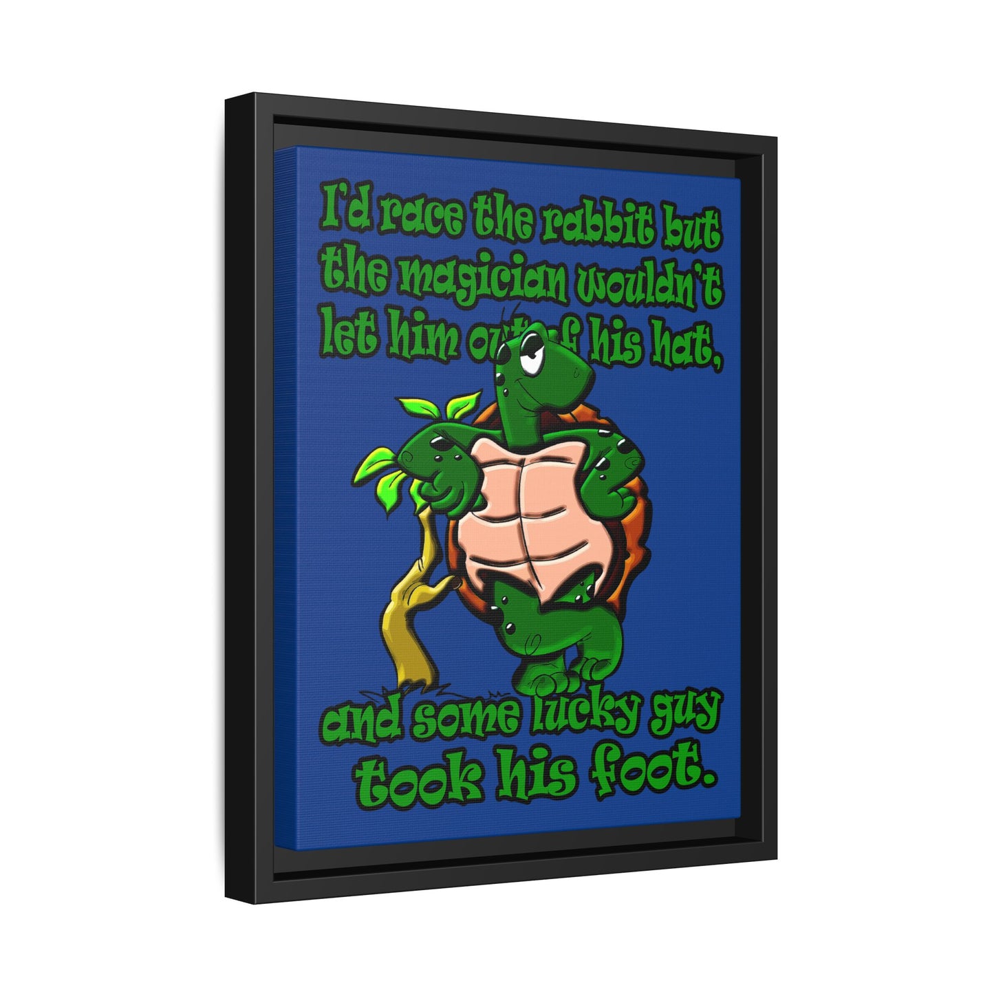 turtle race - framed canvas art (dark blue)