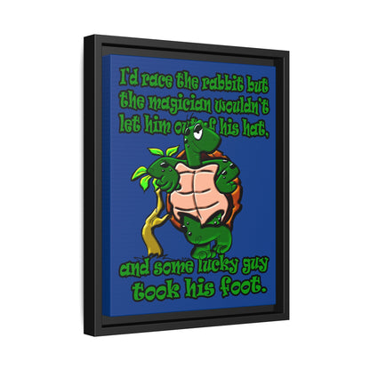 turtle race - framed canvas art (dark blue)