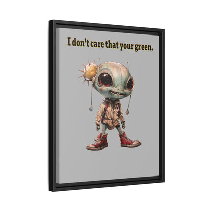 I don't care that your green - framed canvas art (light grey)