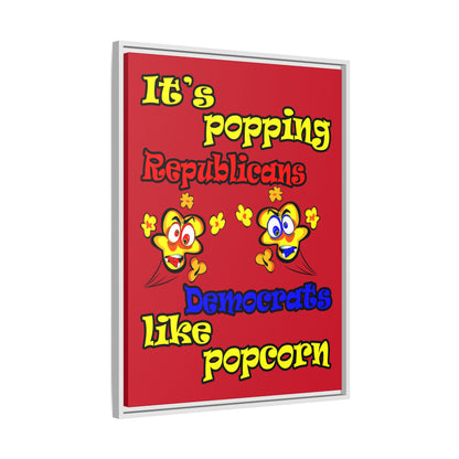popping like popcorn - framed canvas art (dark red)