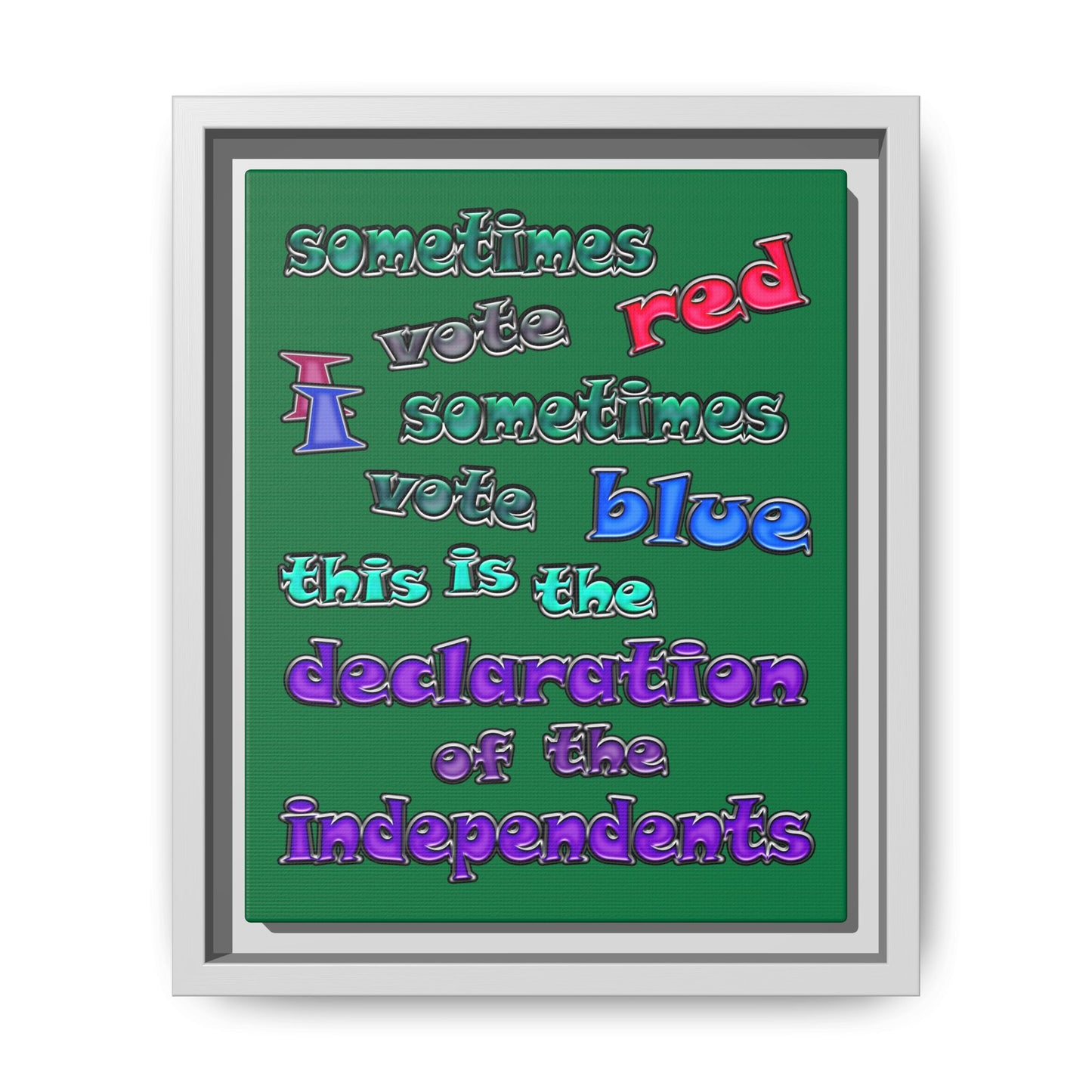 declaration of the independents - framed canvas art (dark green)