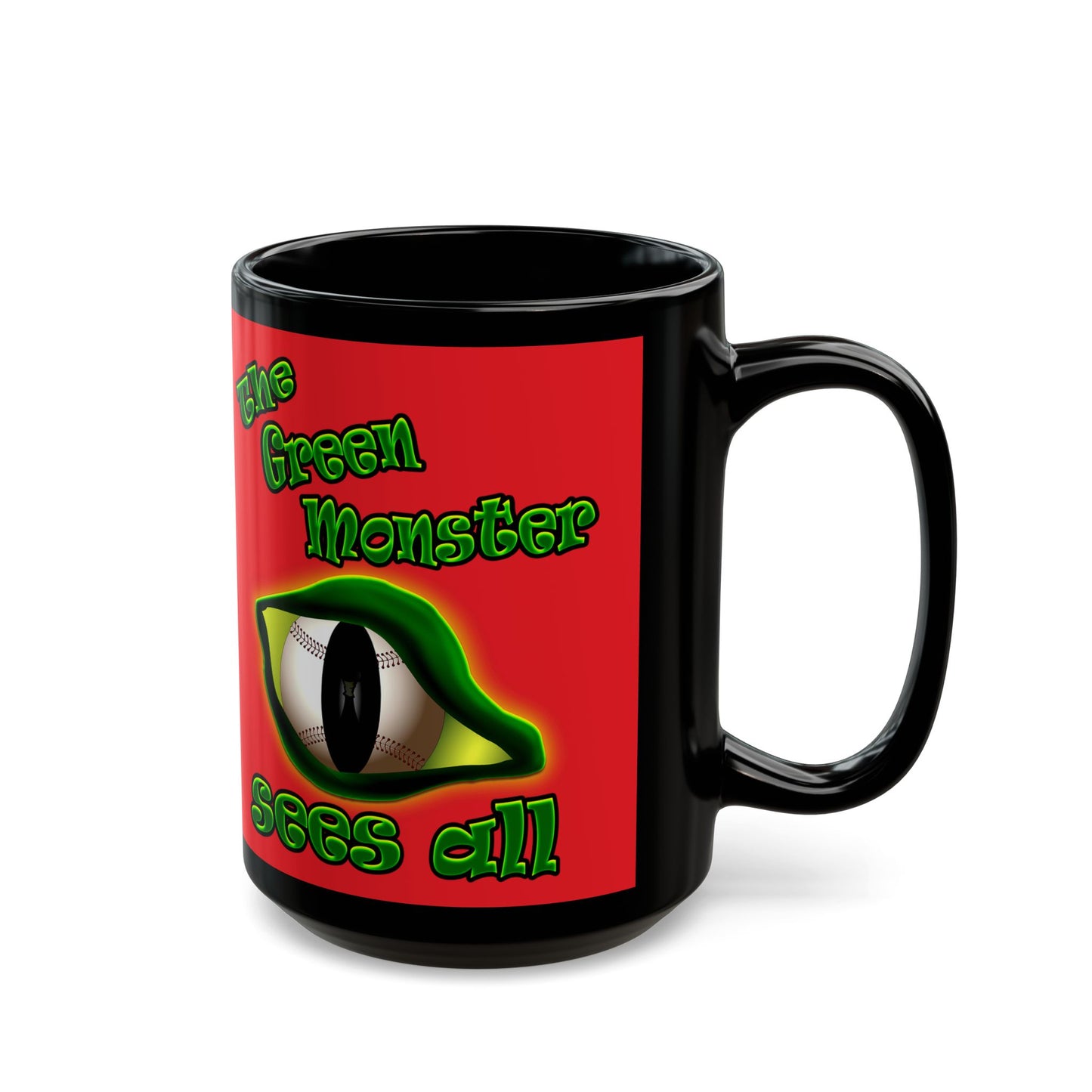 green monster - Black Mug (red)