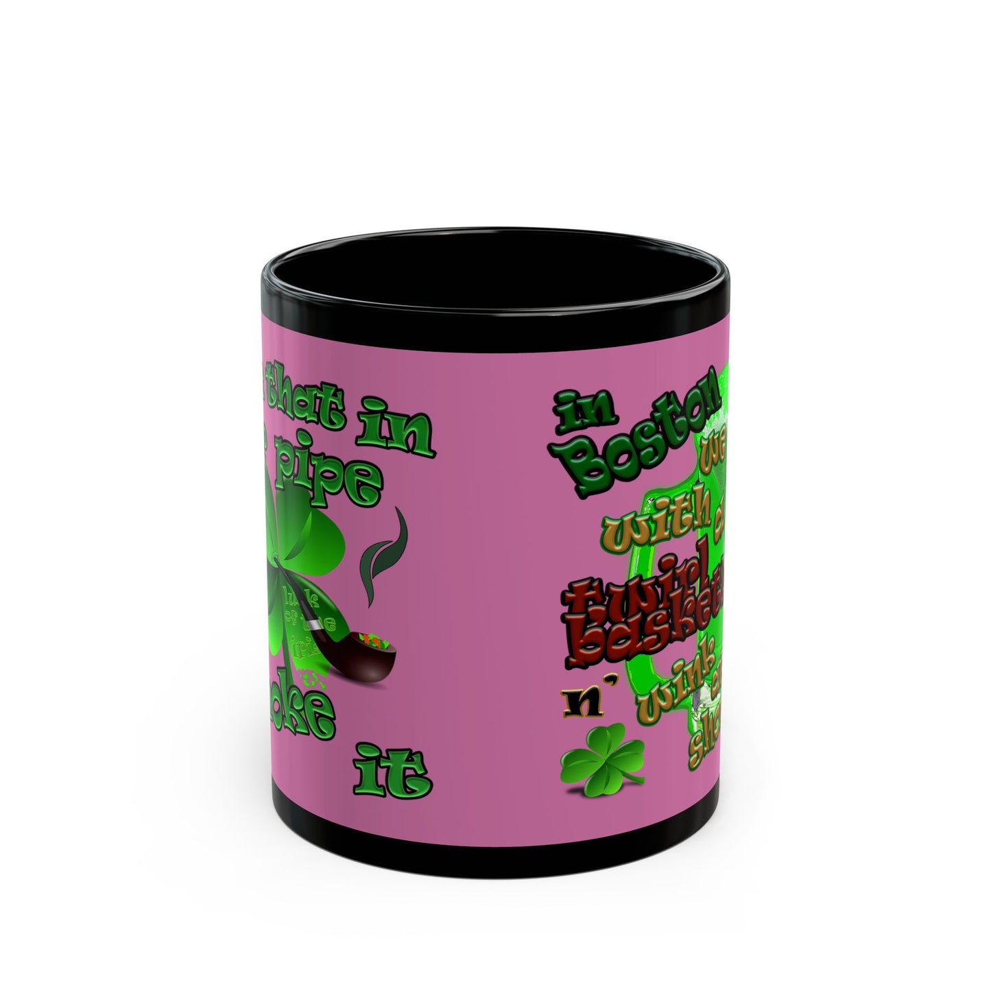 celtics logo - Black Mug (light pink)