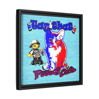 tag that - framed canvas art (faded blue)