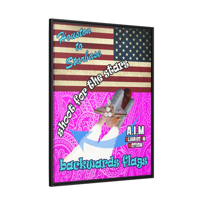 shoot for the stars - framed canvas art (pink swirl)