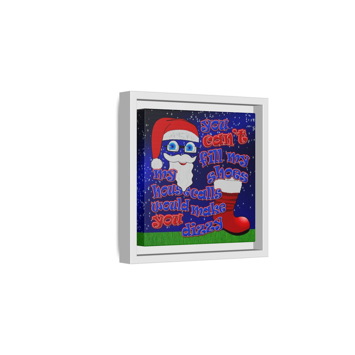 santa's shoes - framed canvas art ('snoops' background)