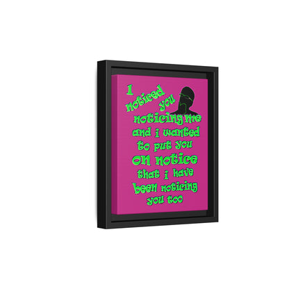 noticed you noticing - framed canvas art (pink)