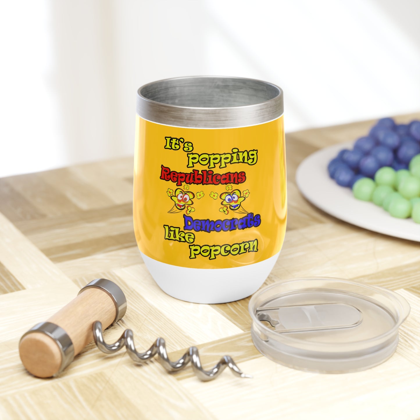 popping like popcorn - Chill Wine Tumbler (yellow)