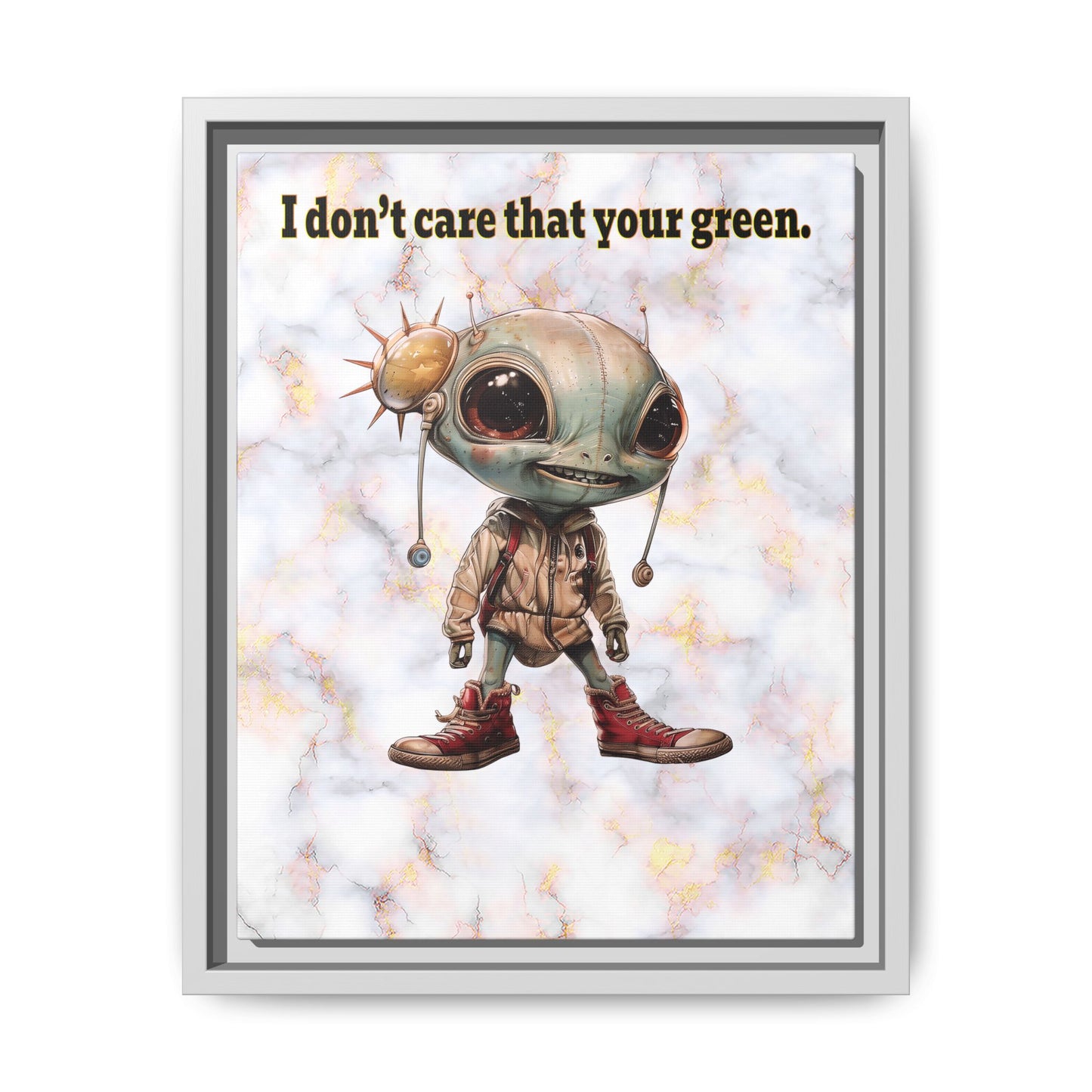 I don't care that your green - framed canvas art (white marble)