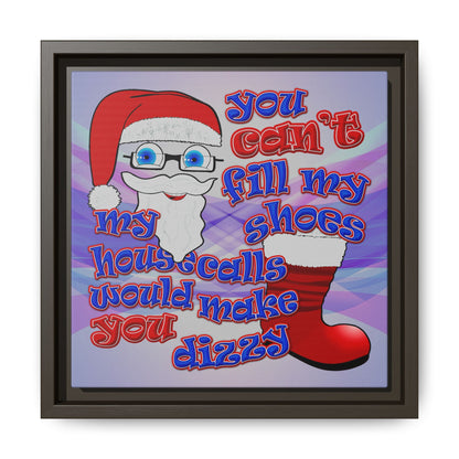 santa's shoes - framed canvas art (light blue-pink wave)